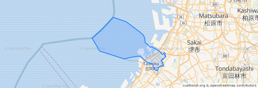 Mapa de ubicacion de Izumiotsu.