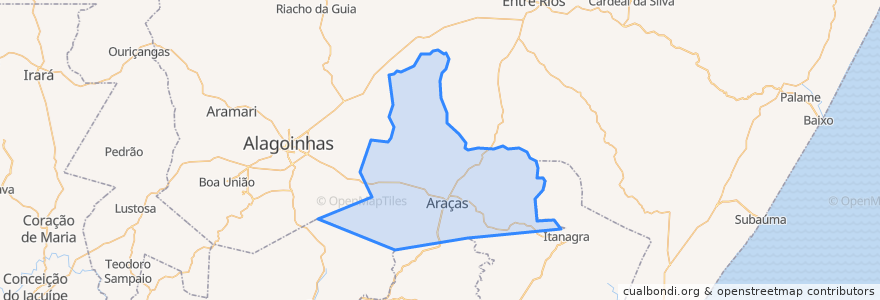 Mapa de ubicacion de Araçás.