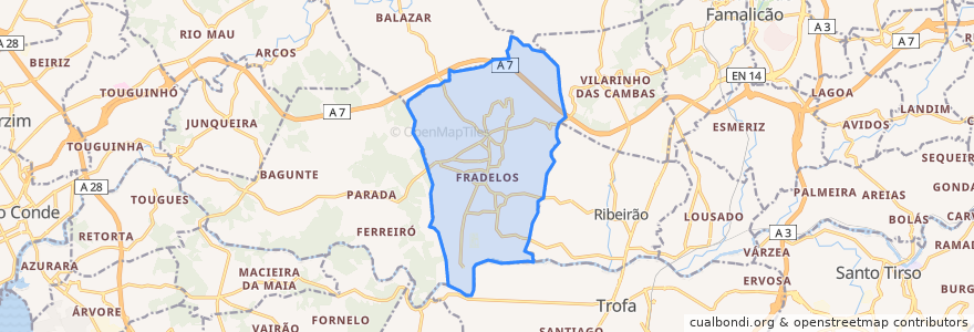 Mapa de ubicacion de Fradelos.