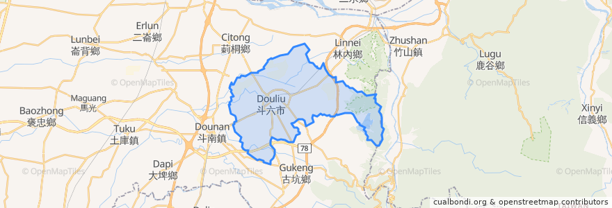 Mapa de ubicacion de Douliu City.