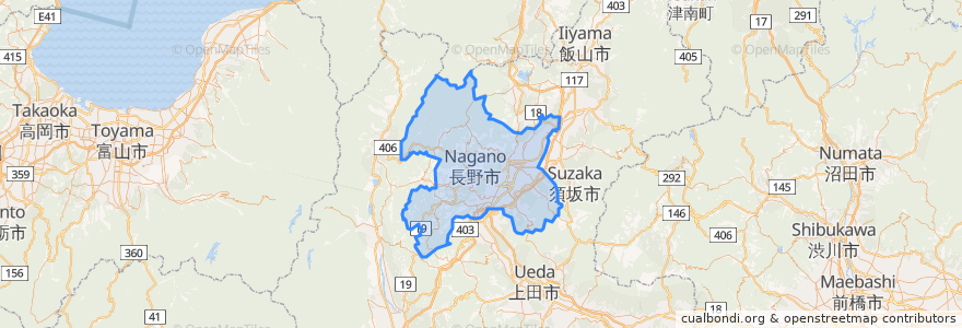 Mapa de ubicacion de Nagano.