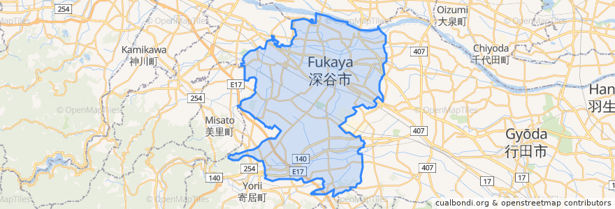 Mapa de ubicacion de Fukaya.