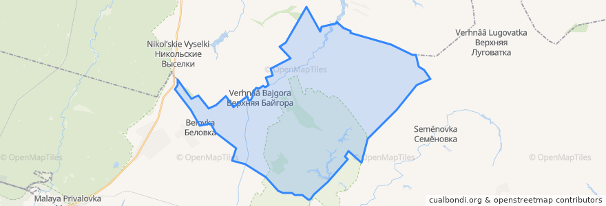 Mapa de ubicacion de Нижнебайгорское сельское поселение.