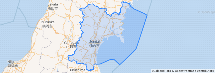 Mapa de ubicacion de Miyagi Prefecture.