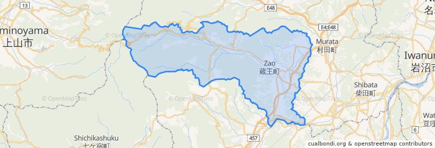 Mapa de ubicacion de 藏王町.