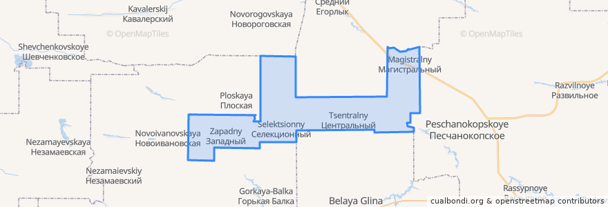 Mapa de ubicacion de Центральное сельское поселение.