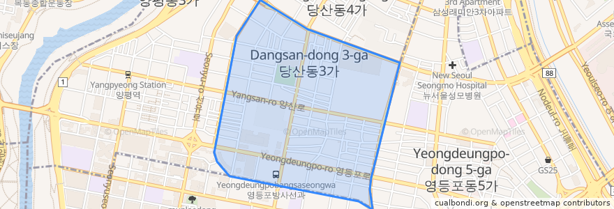 Mapa de ubicacion de Dangsan 1(il)-dong.