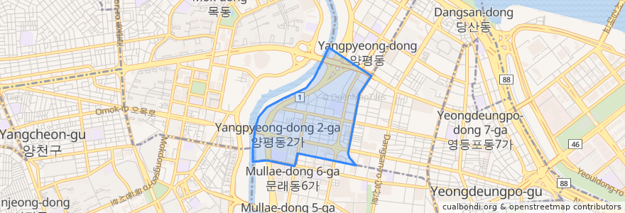 Mapa de ubicacion de Yangpyeong 1(il)-dong.
