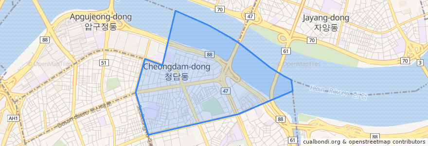 Mapa de ubicacion de Cheongdam-dong.