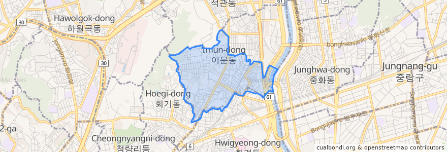 Mapa de ubicacion de Imun 2(i)-dong.