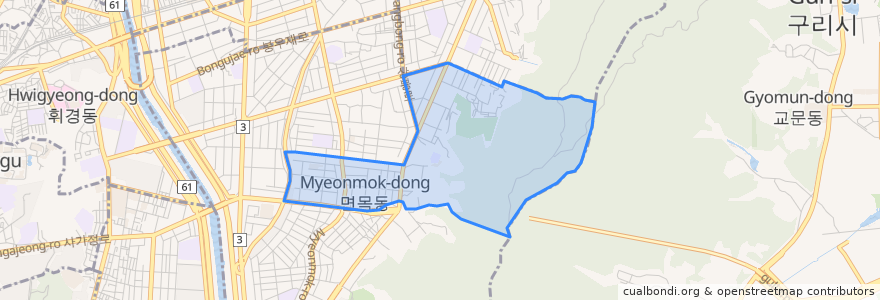 Mapa de ubicacion de Myeonmok 3·8(sam·pal)-dong.