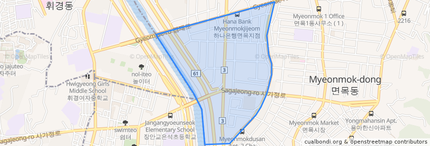 Mapa de ubicacion de Myeonmok 5(o)-dong.