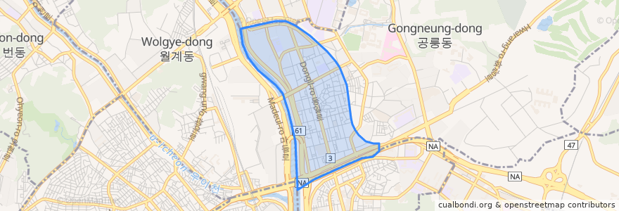 Mapa de ubicacion de Gongneung 1(il)-dong.