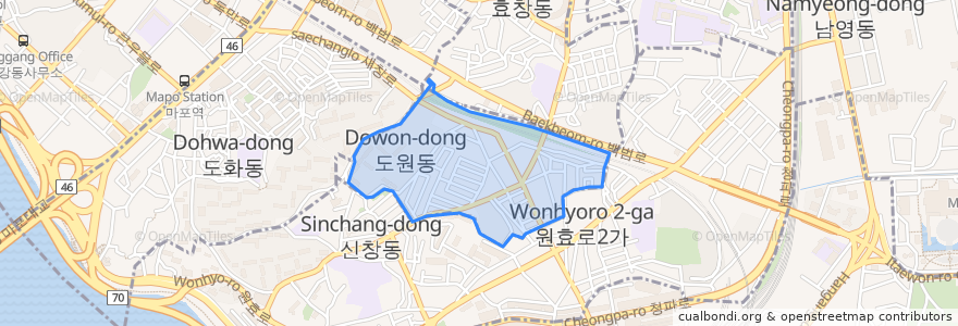 Mapa de ubicacion de 용문동.