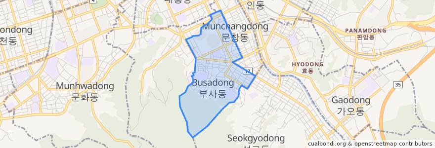 Mapa de ubicacion de 부사동.