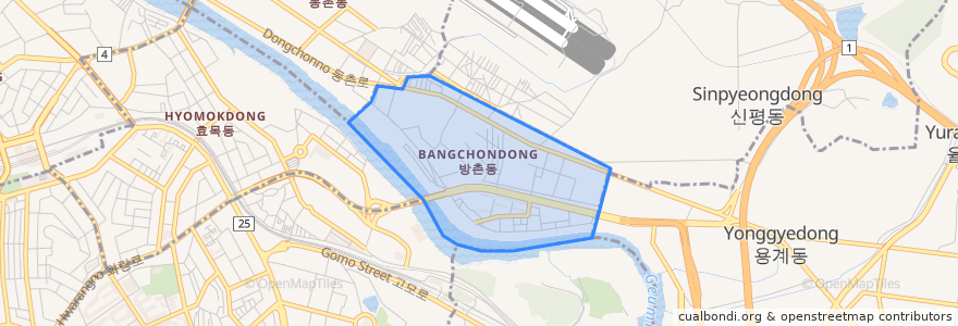 Mapa de ubicacion de Bangchon-dong.