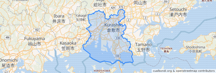 Mapa de ubicacion de Kurashiki.