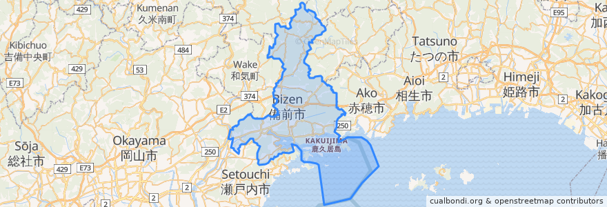 Mapa de ubicacion de Bizen.