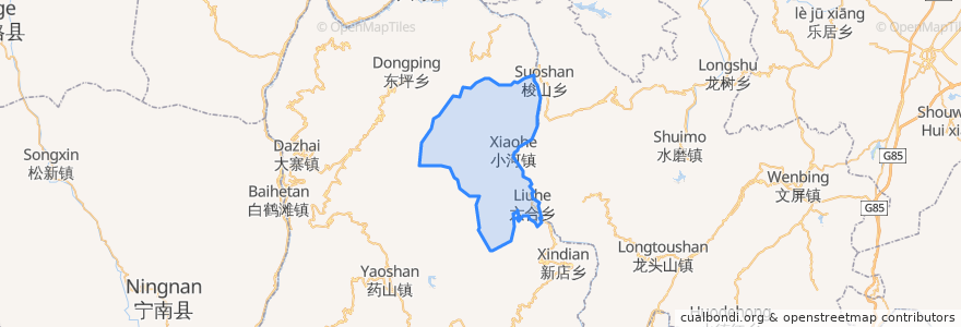 Mapa de ubicacion de Xiaohe.