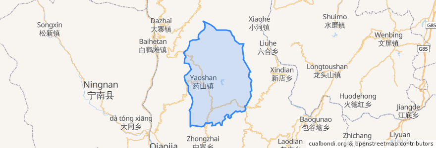 Mapa de ubicacion de Yaoshan.