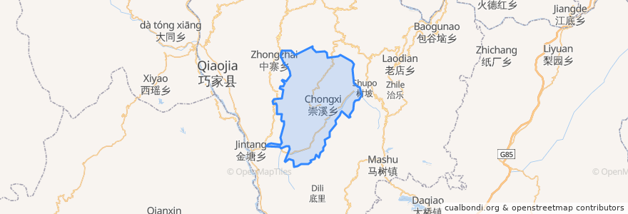 Mapa de ubicacion de Chongxi.