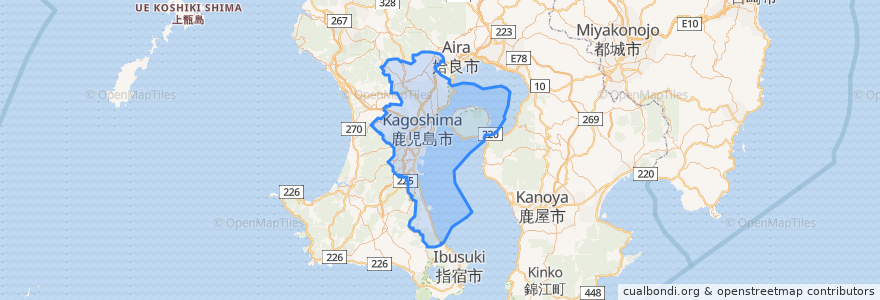Mapa de ubicacion de 鹿児島市.
