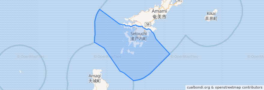 Mapa de ubicacion de 濑户内町.