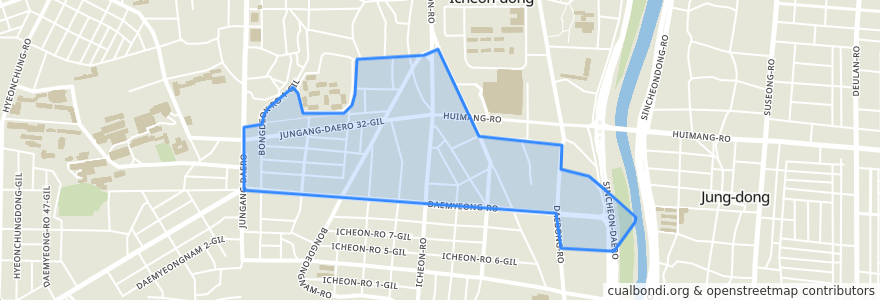 Mapa de ubicacion de Bongdeok 1-dong.