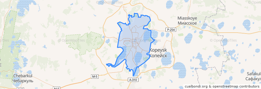 Mapa de ubicacion de Челябинский городской округ.