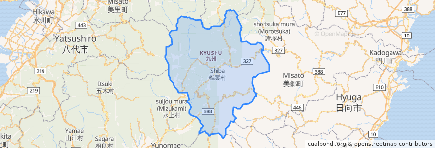 Mapa de ubicacion de 椎叶村.