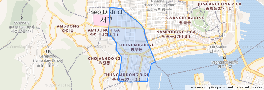 Mapa de ubicacion de 충무동.