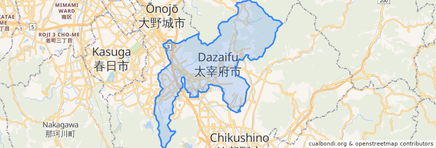 Mapa de ubicacion de Dazaifu.