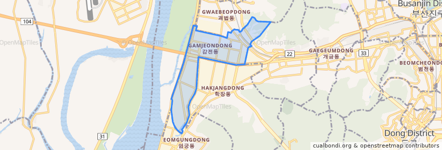 Mapa de ubicacion de Gamjeon-dong.