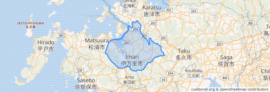 Mapa de ubicacion de Imari.