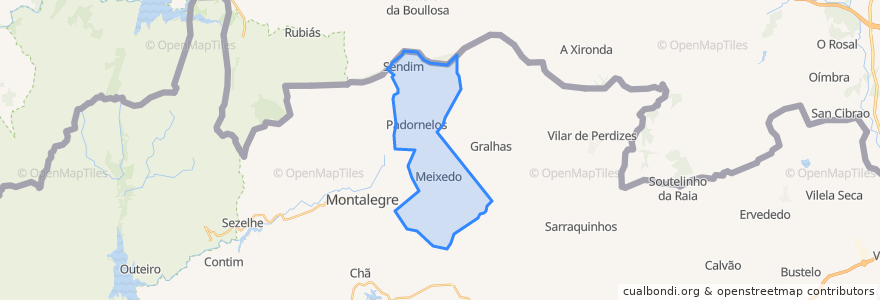 Mapa de ubicacion de Meixedo e Padornelos.