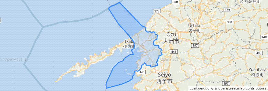 Mapa de ubicacion de Yawatahama.