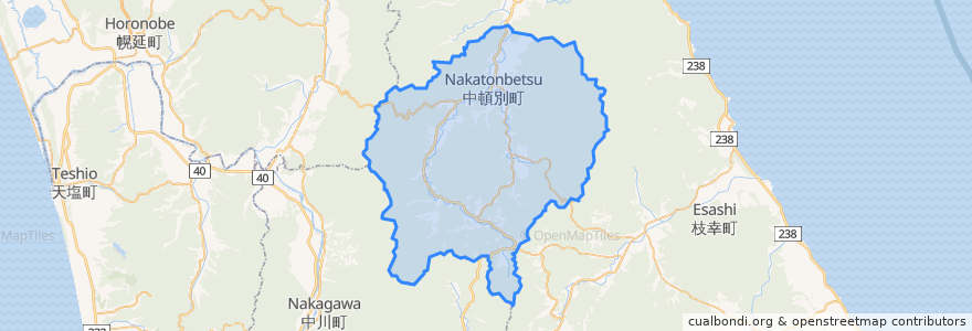 Mapa de ubicacion de 中頓別町.