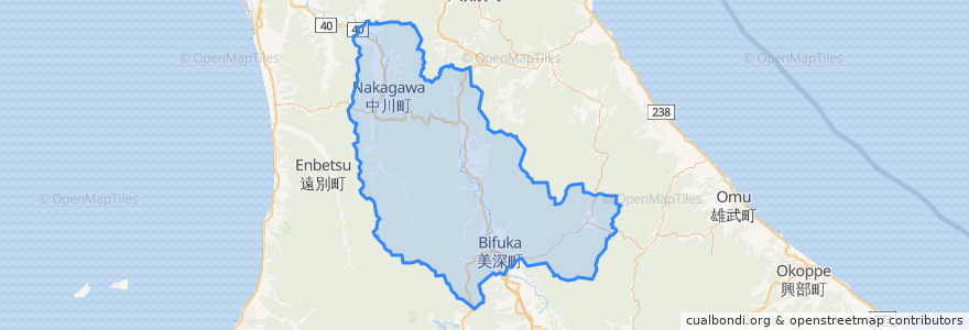 Mapa de ubicacion de 中川郡(天塩国).