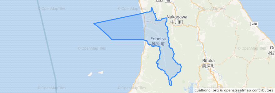 Mapa de ubicacion de 遠別町.