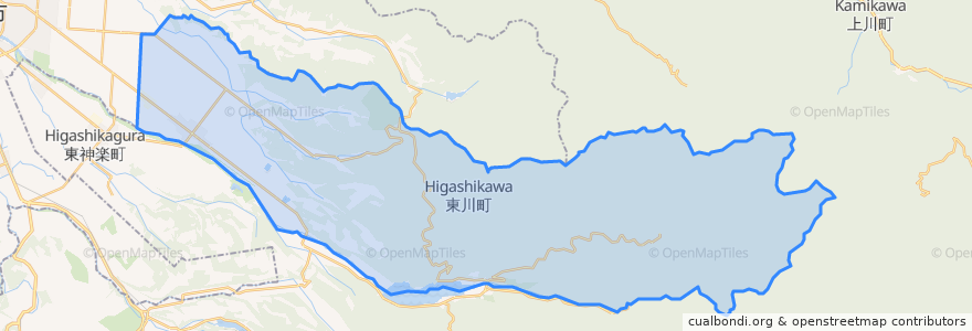 Mapa de ubicacion de Higashikawa.