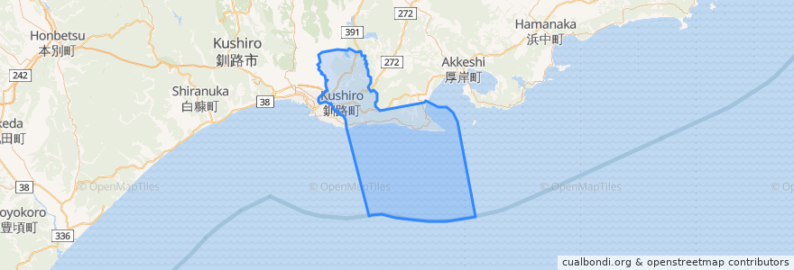 Mapa de ubicacion de Kushiro County.