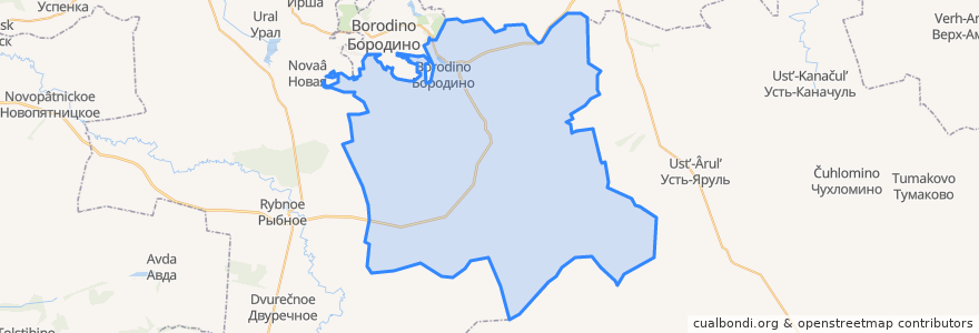 Mapa de ubicacion de Бородинский сельсовет.