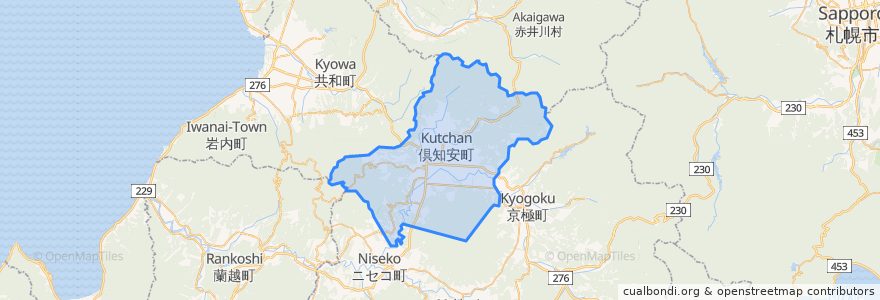 Mapa de ubicacion de 倶知安町.