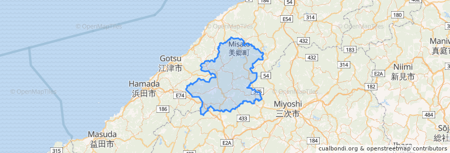 Mapa de ubicacion de Oochi County.