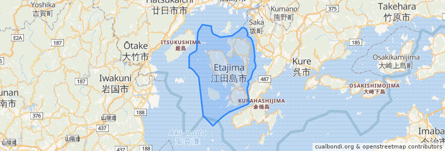 Mapa de ubicacion de Etajima.