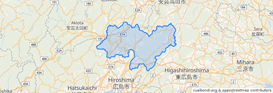 Mapa de ubicacion de Asakita Ward.
