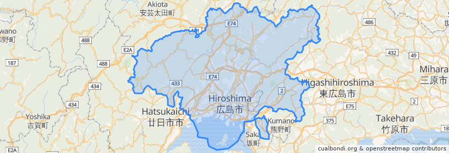 Mapa de ubicacion de 广岛市.