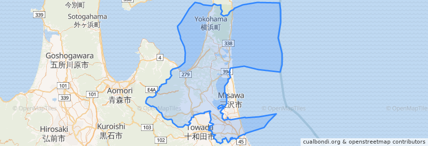 Mapa de ubicacion de Kamikita County.