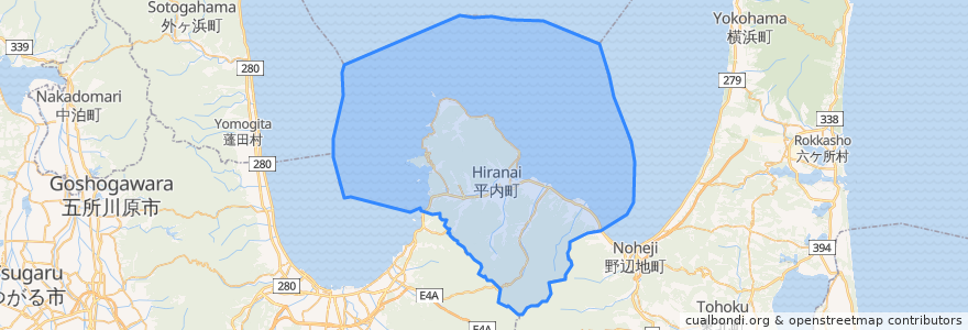 Mapa de ubicacion de 平內町.
