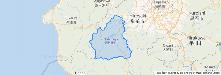 Mapa de ubicacion de 中津輕郡.